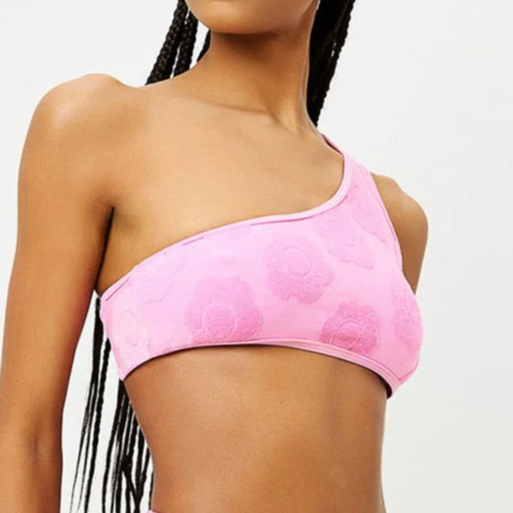 NWT HAILEE STEINFELD X FRANKIES BIKINIS Cove Floral Terry Bikini Top Sz Small